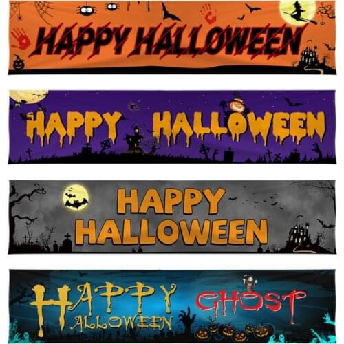 45x200cm Hanging Halloween Banner Outdoor Decor Halloween Flag Banner Trick Or Treat Porch Decor Halloween Couplet Home Decor