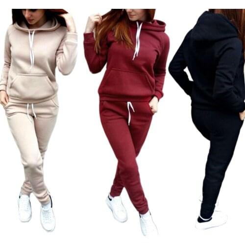 Casual Tracksuit Women Hoodie Sweatshirt And Drawstring Pants Women Clothes Set Warm Autumn Female 2 Piece Set Plus Size
