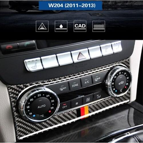 Carbon Fiber Air Conditioner Knob Audio Outlet Control Panel Stickers Interior Modification For Benz C-Class W204 2011-2013