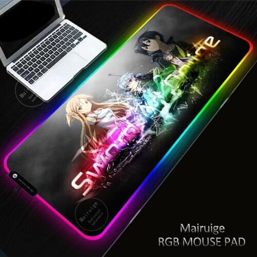 RGB Gaming Sword Art Online Mouse Pad Computer Gamer Mousepad Large Game Rubber No-slip Mouse Mat PC Laptop Keyboard Desk Carpet