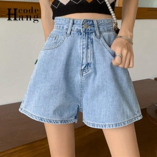 HangCode 2021 New Hot Summer Casual Denim Shorts Women Soft High Waist Jeans Shorts Fashion Short Pants Streetwear Women Bottoms