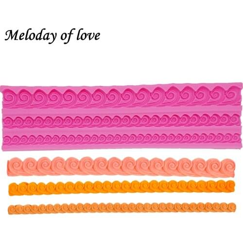 Sea water spray pattern lace Silicone fondant molds cake decorating tools chocolate DIY Cake Onlay Border Embosser Mold T1301