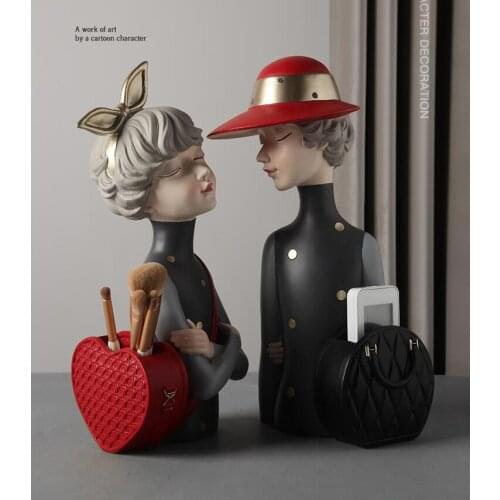 Nordic Cute Bow Bag Girl Resin Accessories Storage Box Home Livingroom Ornaments Crafts Porch Desktop Decoration Birthday Gifts