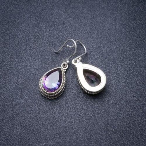 Natural Mystical Topaz Handmade Unique 925 Sterling Silver Earrings 1.25" Y2961