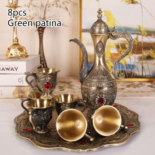 Vintage Wine Pot Cup Tray Set Tea Sets Cabinet Ornament Eurpean Style Home Decoration