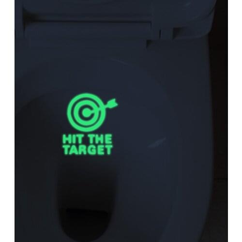 Waterproof Luminous Wall Stickers"HIT THE TARGET" Bathroom Sticker Glow in the Dark Home Decoration Fluorescent Toilet Sticker