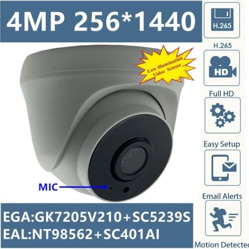 Built-In MIC 4MP IP Ceiling Dome Camera Audio NT98562+SC401AI 2560*1440 H.265 3 Array LEDs IRC ONVIF CMS XMEYE P2P RTSP Radiator