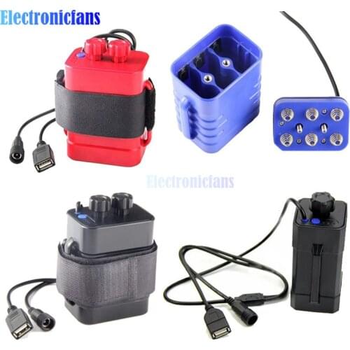 4/6 x 18650 Lithium Battery Pack Charger Box LED Indicator Waterproof Safety Cycling Battery Case Holder for Bike Light Headlamp