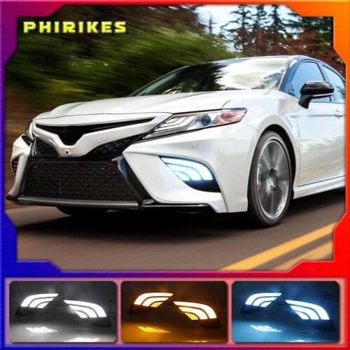 1 Set LED Daytime Running Light Flowing Turn Yellow Signal Waterproof Car LED DRL For Toyota Camry 2018 2019 XSE SE