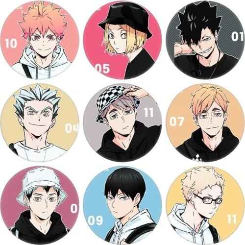 1PC Anime High Haikyuu!! Enamel Pin Volleyball Boy Roles Collect Cosplay Badge Cartoon Bags Badge Button Brooch 58MM