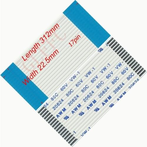 17pin 1.25pitch 312mm-870mm A-type Flexible Flat Cable FFC awm 20624 ROHS for TTL LCD DVD Computer