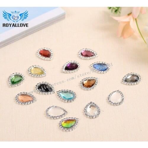 30pcs/lot 14 colors 19*25mm Metal Rhinestone Button Drop Shape Wedding Hair Bow Garment Flower Center DIY Accessories Handcrafts