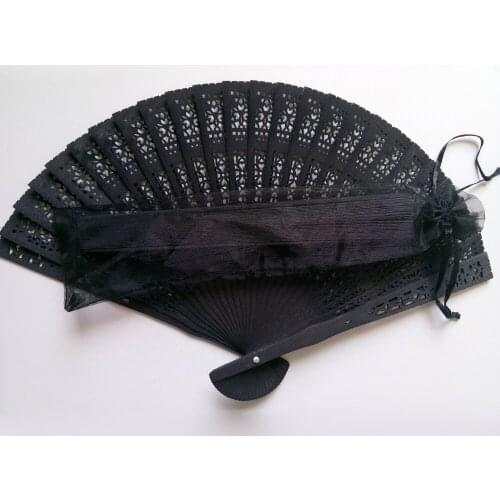50Pcs/Lot Black Wooden Fan With Organza Bag,Personalized Hand Fan With Bride Groom Name & Date,Customized Wedding Souvenirs