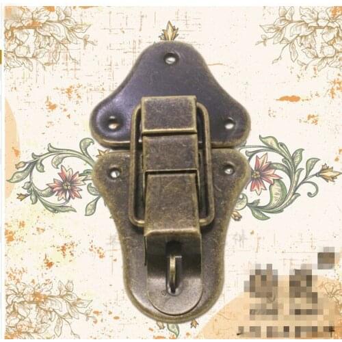 B-224 antique iron box buckle wooden case lock packing hardware fittings with lock hasp