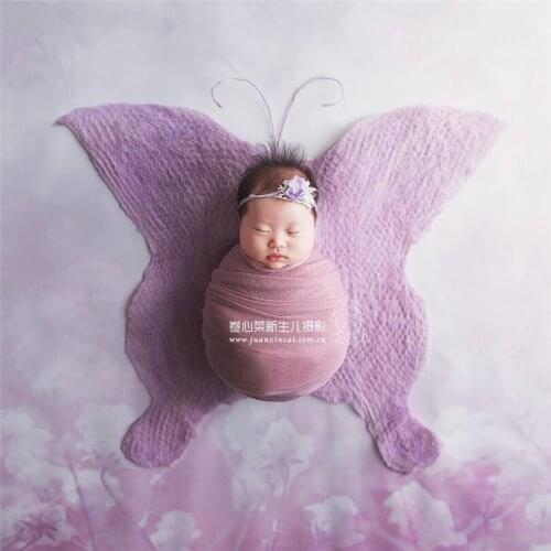Butterfly Wool Felted Blanket backdrop Newborn Photography background Baby swaddle blanket Layer Fabric