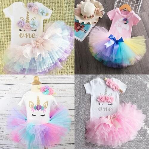 Unicorn Baby Girl Dress 1st Birthday Party Unicorn Tutu Ball Gown Infant Girls Clothing Baby Princess Unicorn Dresses Size 0-12M