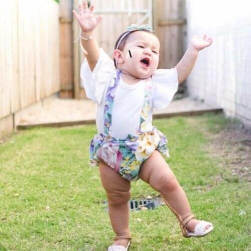 Emmababy Summer Little Sister Match Big Sister Kids Baby Girls Floral Shirt Tops Bib Shorts BIg Sis Floral Dress Outfit Clothes