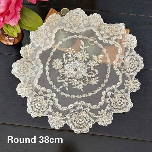 Exquisite Mesh Embroidery Kitchen Restaurant Placemat Balcony Coffee Table Vase Mat Coaster Small Furniture Dust Decorative Pad