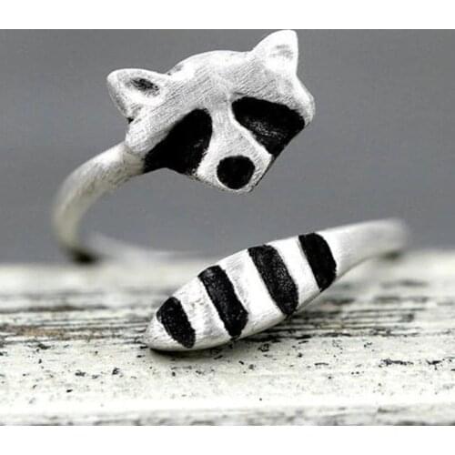 Creative New Raccoon Open Ring Female Cute Fox Tail Animal Ring Jewelry As Gift for Women Accept Dropshipping