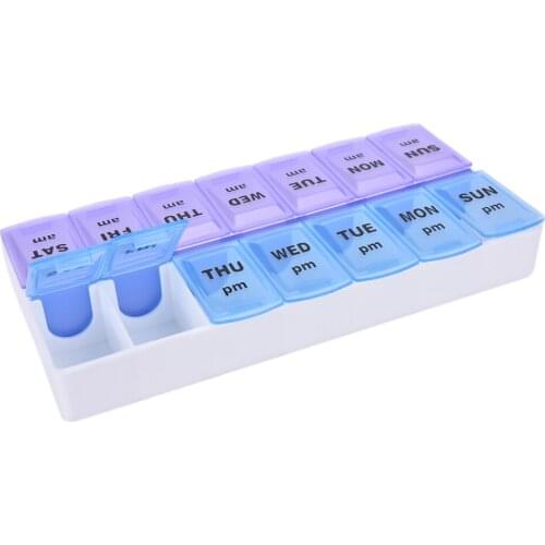 Medical Box Case WEEKLY 7 Day Pill Box With Clip Lids Medicine Organizer Tablet Storage Dispenser Container Storage