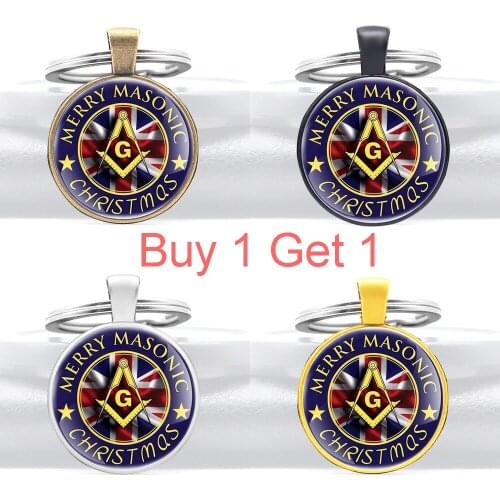 Buy 1 Get 1 Classic British Flag Merry Masonic Christmas Pendant Key Chain