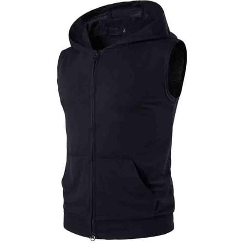 HOT 2019 Outdoor Summer sportwear jog mens big pocket zipper hooded vest tank top quick-drying Exercise hoodies