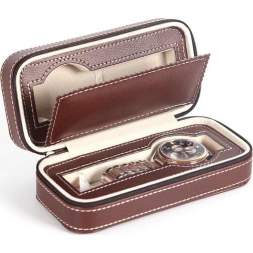 50% Hot Sales 2/4/8 Grid Faux Leather Zipper Watch Jewelry Storage Box Organizer Display Case