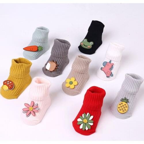 INS Hot 0-3T Baby Socks Spring Autumn Cartoon Doll Socks Comed Cotton Newborn Socks Floor Non-slip Socks Baby Accessories