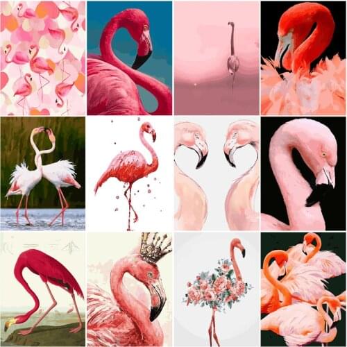 Oil Painting By Numbers 40x50cm Flamingo Animal Kit Drawing On Canvas Paint by numbers Wall Art HandPainted DIY Gift Home Decor