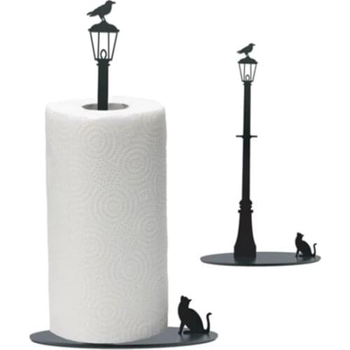 Cat Dog Figures Metal Kitchen Towel holder Bathroom storage accessories organizer, Roll Towel Napkin Holder Bird and Rapunzel Motif