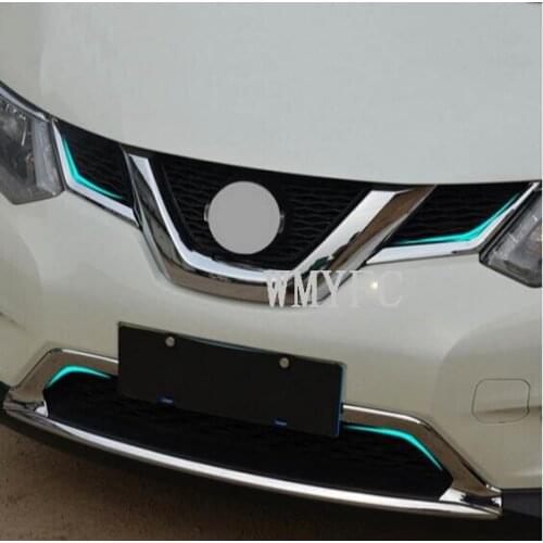 For 2014 2015 2016 Nissan X-Trail T32 X Trail XTrail Rogue ABS Chrome Front Grille Grill Cover Trim Car Styling Accessories 4pc