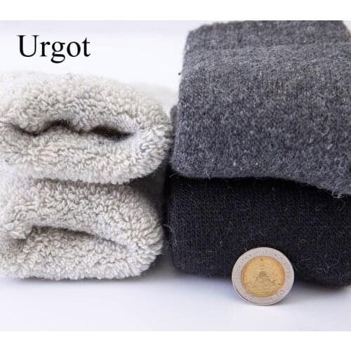 Urgot 5 Pairs Winter Thick Terry Socks Mens Super Thick Wool Socks Casual Fashion Pure Color Rabbit Wool Warm Towel Socks Meias
