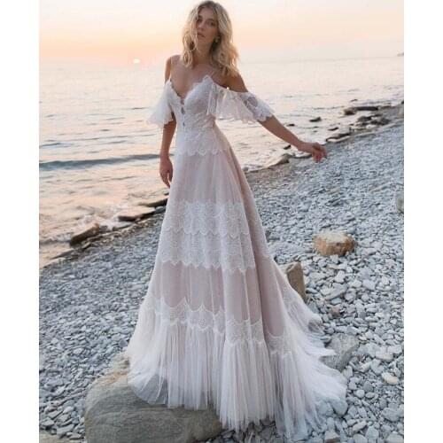 New spring European and American deep V-neck suspender dress light wedding dress