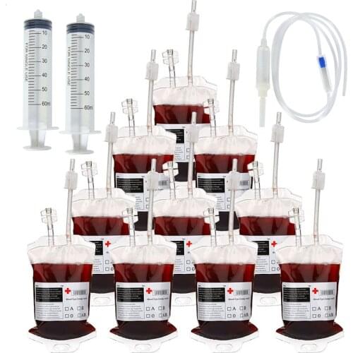 400ml Cosplay Party Blood Bag Drinking Bags Fruit Juice Blood Drinking Pack Beverage Bag Halloween Decoration Party Supplies