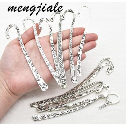 Mix 5pcs/lot Big Vintage Charms Bookmarks Pendant Tibetan silver Zinc Alloy Fit Bracelet Necklace DIY Metal Jewelry Findings