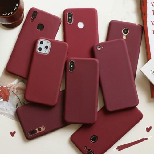 Wine Red Matte Phone Case For Xiaomi Mi 9 8 SE MI 8 Lite CC9E A1 A2 A3 Lite 5X 6X MIX 2 2S MAX 3 F1 Silicone Soft TPU Cover