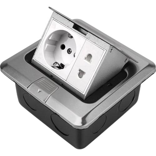 Pop Up Floor Socket Hidden Type Stainless Steel EU/Universal Power Outlet For Meeting Room Desktop Socket Electrical Switches