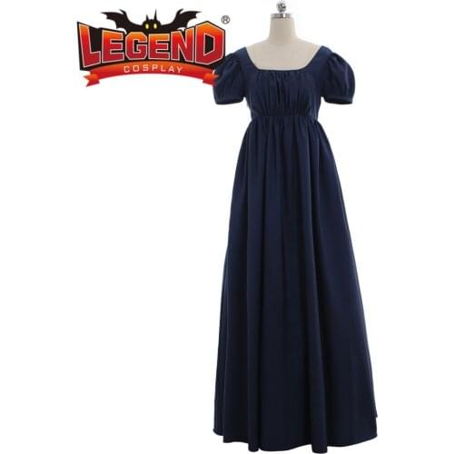 Lady Regency Ball Dress High Waistline Tea Gown Dress Vintage medieval Victorian Costume