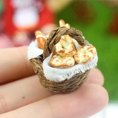 1/12 Dollhouse Food Play Miniature Bread Basket Model Toy DIY Crafts Props Gift Kids Educational Toys for Children Gifts