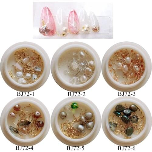 1Jar Nail Art Mix Decorations Pearl with Smiling Metal Stud Mixed Deco in jar BJ72