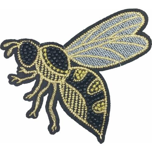 10pc 10x9cm Sew On Embroidered Bee Patch Seeds Beaded Applique Insect Patches For Coat Shoes Jacket Appliques Parches DIY AC1070