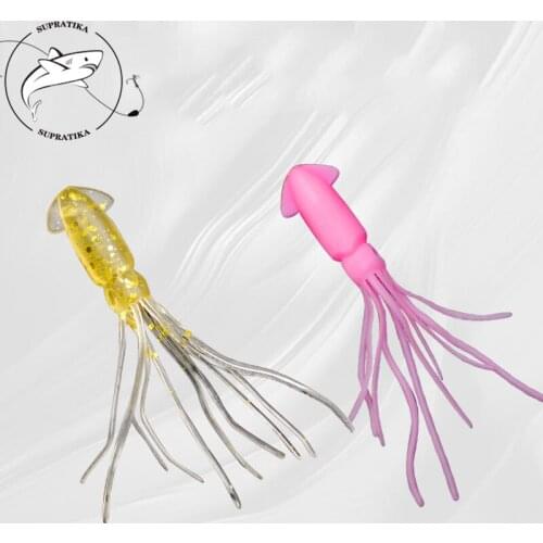 10Pcs/Lot Luminous Squid Bait Anti-Corrosion Freshwater Professional Silicone Squid Lure High Quality Fishing Lure Soft Bait