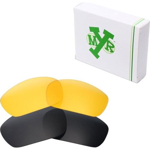 2 Pairs Mryok Replacement Lenses for Oakley Jawbone Sunglasses Stealth Black & HD Yellow
