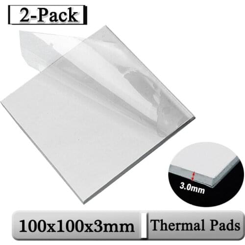 2 Pcs Gdstime 100mmx100mmx3mm 0.3cm Thickness White Thermal Pad CPU Heatsink Pad 100x3mm 3mm Cooling Conductive Silicone Pads