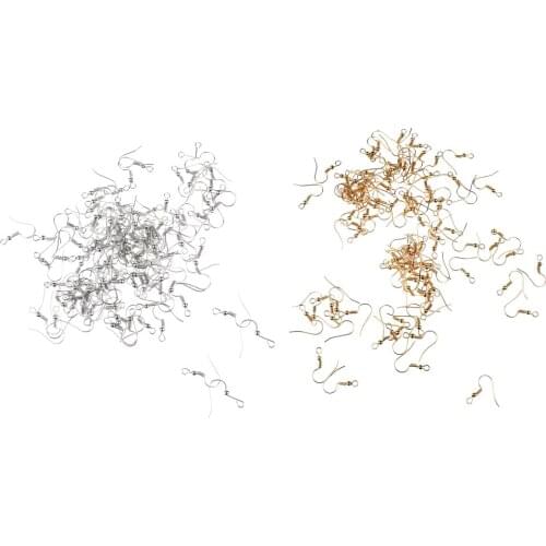 200 packs Gold/Silver 2x2cm Iron Metal Ear Wire Hook DIY Earrings Findings