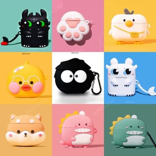 3D Earphone Case For Xemal X3 Case For Edifier V02 Minibuds Cartoon Cat Dog Duck Headphone Cover Cute Soft Silicon Dinosaur Case