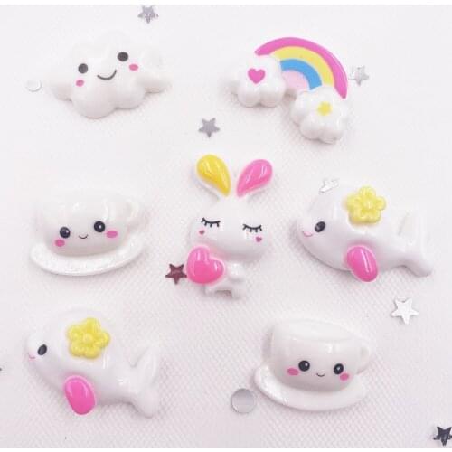 50pcs Colorful Resin Kawaii Combination Flatback Cabochon Scrapbook Miniature Scrapbook Figurines Home Christmas Ornament DIY