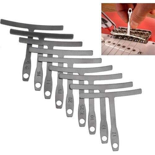 9Pcs/lot Stainless Steel Guitar Understring Radius Gauges Luthier Tools for Bridge Saddle Adjustments Guitar Tools