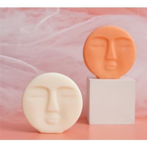 Abstract Style Human Face Silicone Candle Mold for DIY Making Candle Aromatherapy Soap Minimalist Style Face Design Candle Mould