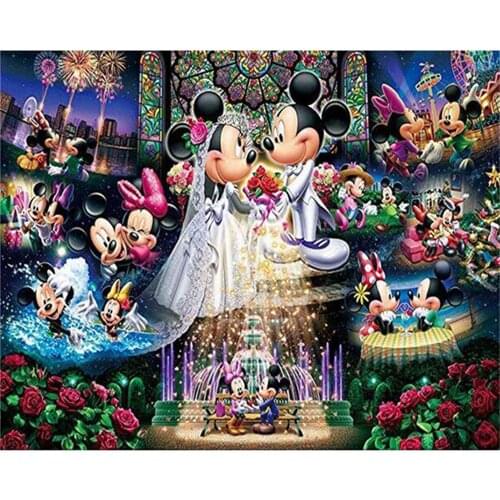 Disney Diamond Painting Mickey Mouse Wedding Full Circle Embroidery Picture With Rhinestone Set Home Decoration Gift